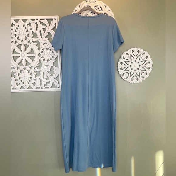 Lands End Sky Blue Tee Shirt Maxi Dress 14-16 Large Petite - Picture 4 of 6